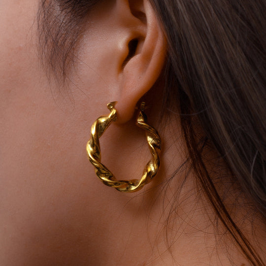 Gold Twisted Hoop Earrings