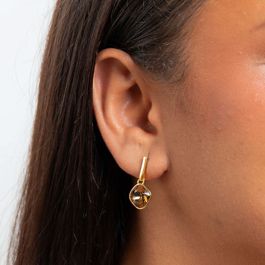 Beginnings Sterling Silver Smoked Topaz crystal Blue Earrings Acotis Jewellery