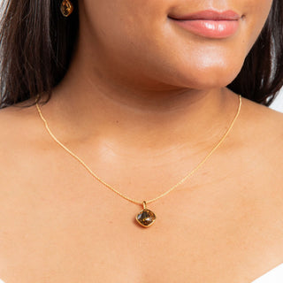 Beginnings Sterling Silver Smoked Topaz crystal Blue Pendant P5450Y Acotis Jewellery