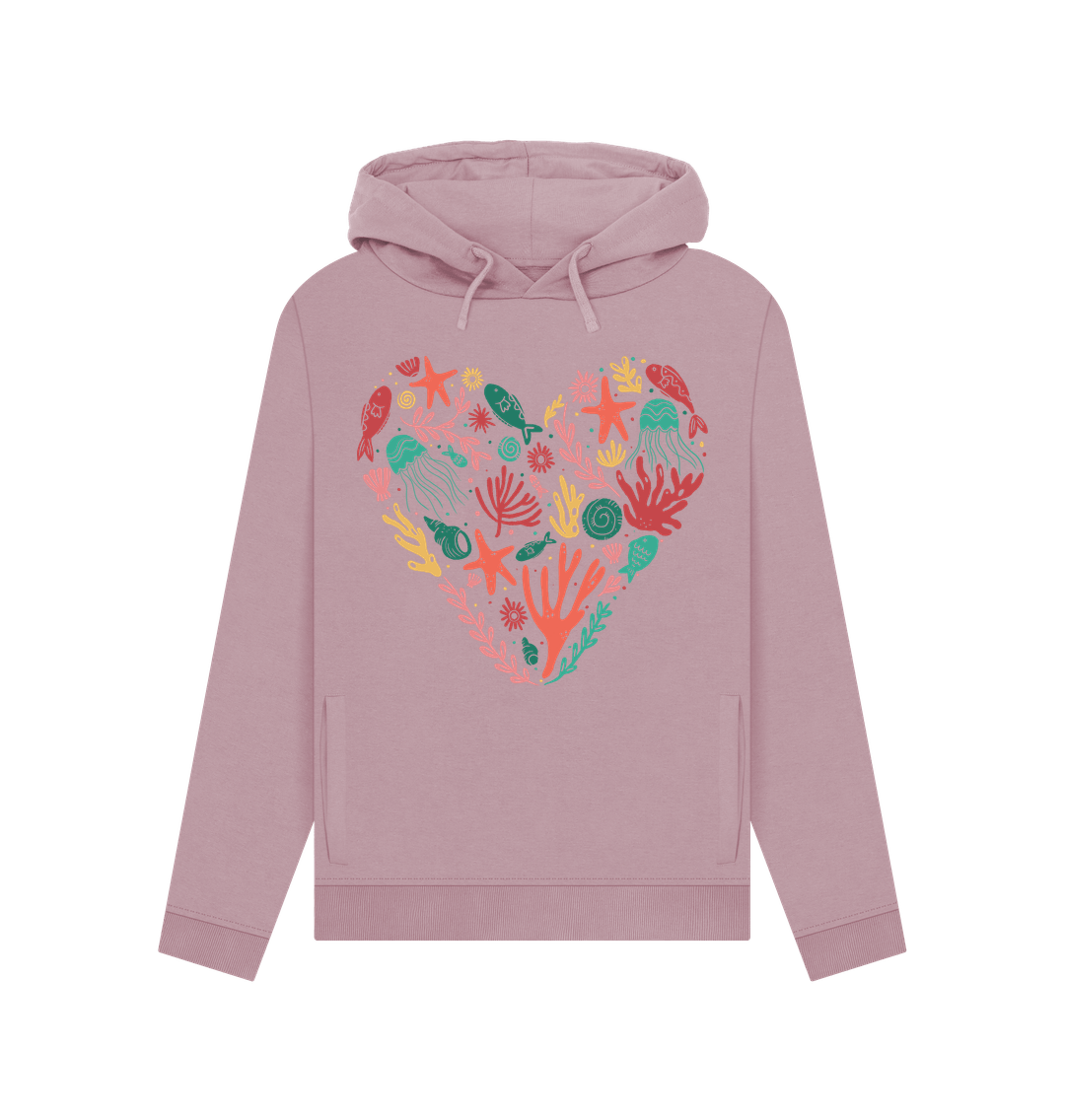 organic cotton heart-shaped coral hoodie