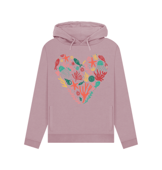 organic cotton heart-shaped coral hoodie