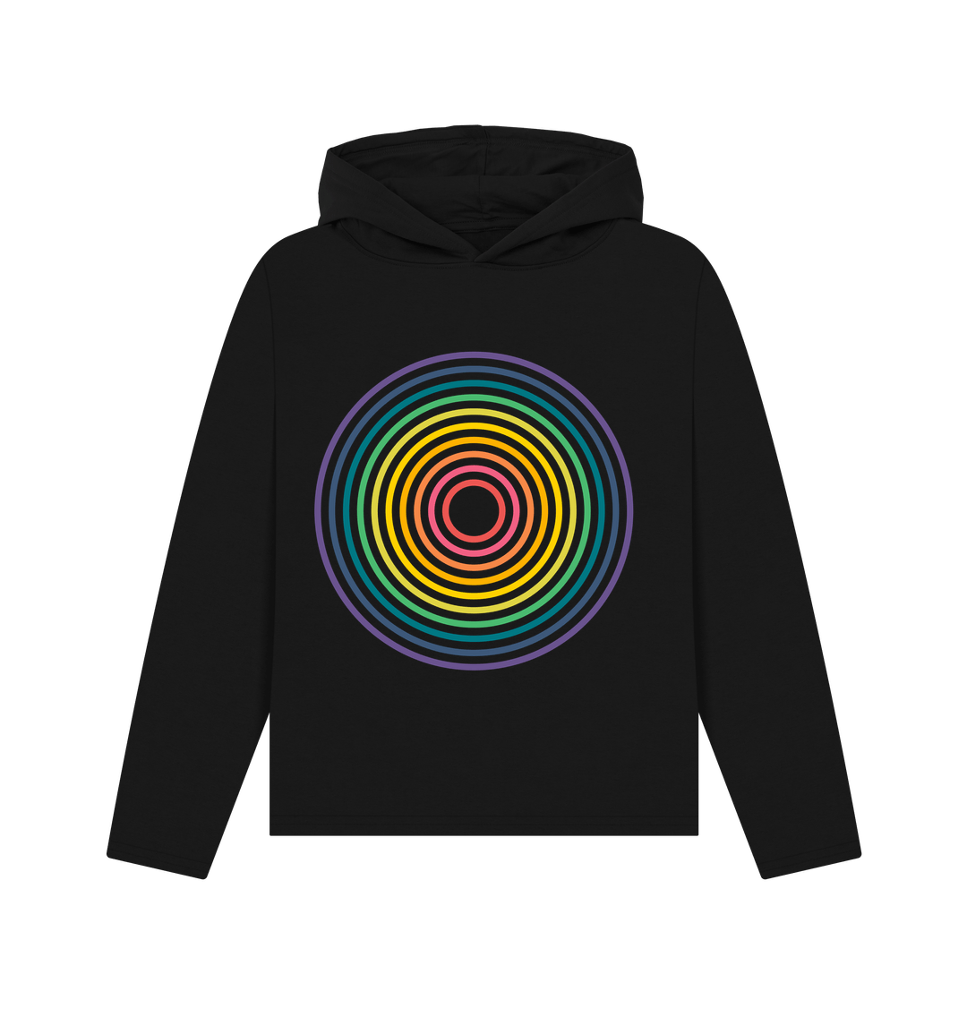 Black Organic colorful concentric circle hoodie