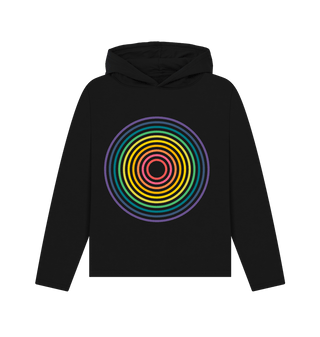 Black Organic colorful concentric circle hoodie