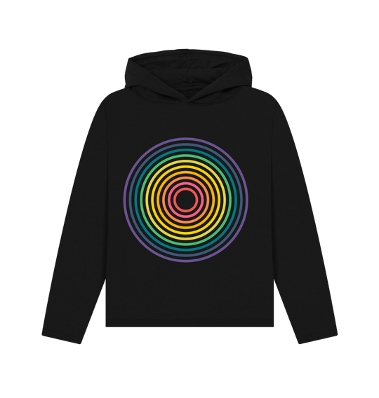 Black Organic colorful concentric circle hoodie