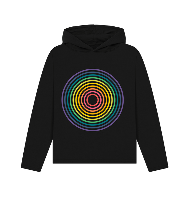 Black Organic colorful concentric circle hoodie