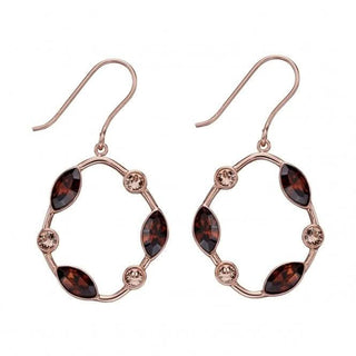 Elements Silver Rose Gold Plated Smoked Topaz Swarovski Earring E5722 Acotis Jewellery