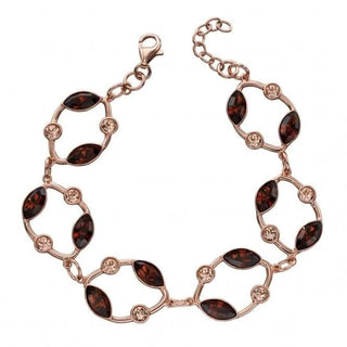Elements Silver Rose Gold Smoked Topaz Peach Swarovski Bracelet B5175 Acotis Jewellery