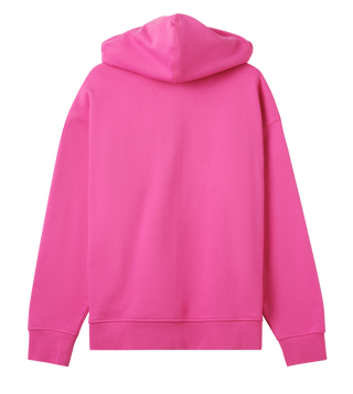 Lippy women's oversized boxy hoodie in hyper pink with dropped shoulders and chunky ribbing