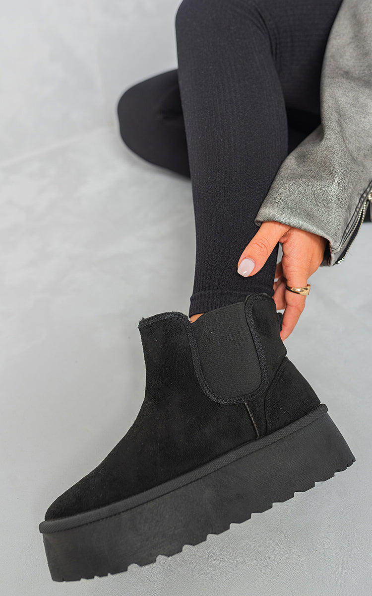 Women's Faux Fur Lined Platform Chelsea Boots