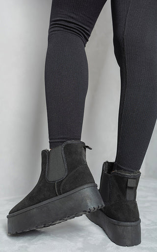 Women's Faux Fur Lined Platform Chelsea Boots