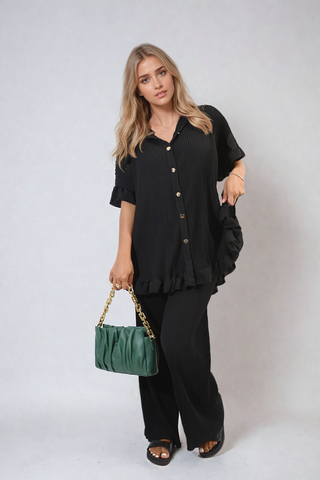 Ruffle Top and Wide Leg Trouser Co-ord Set