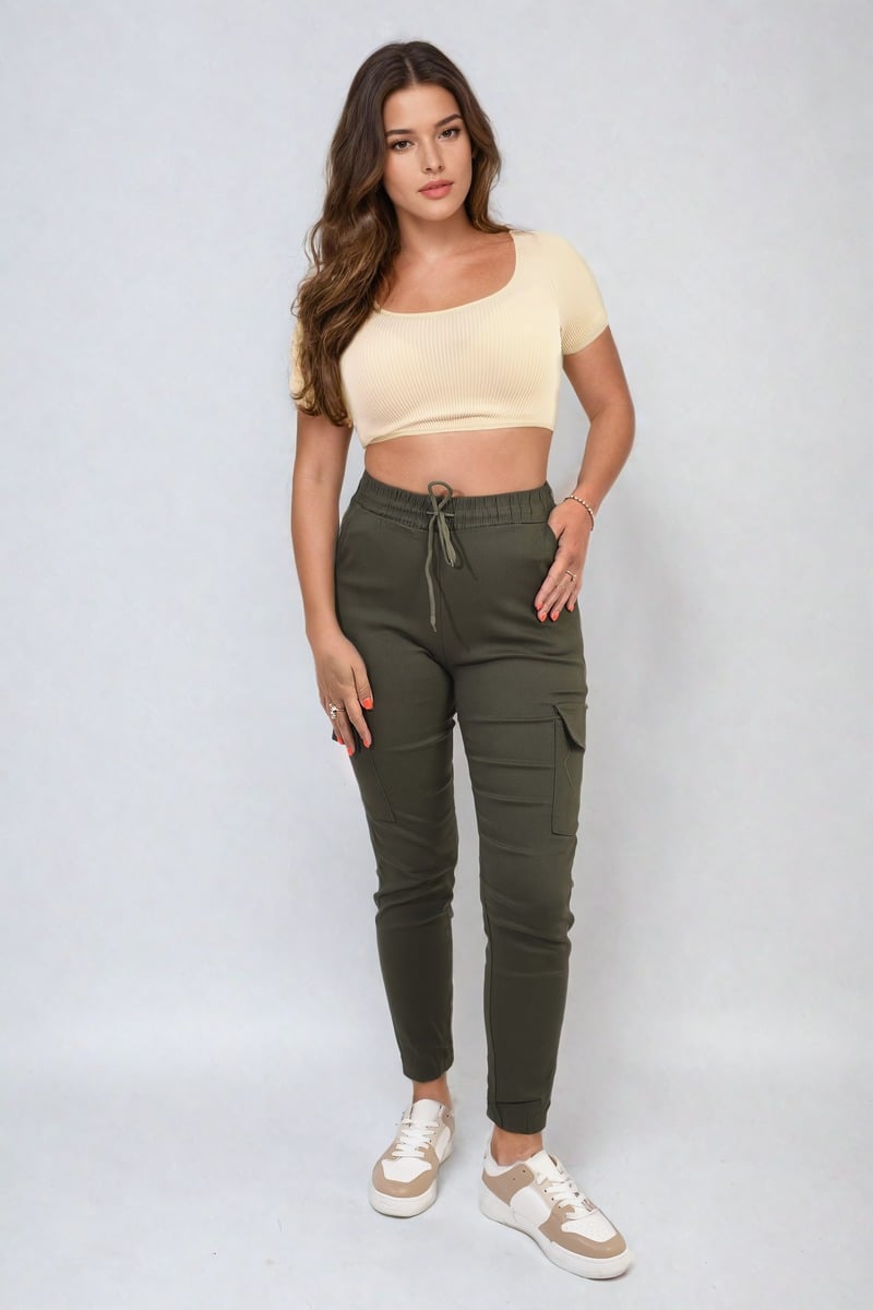 Drawstring Waist Cargo Trouser