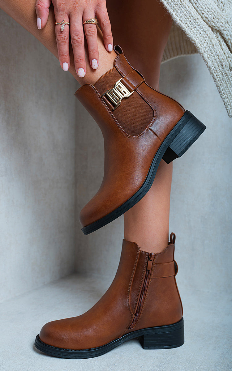 Side Buckle Chelsea Ankle Boots