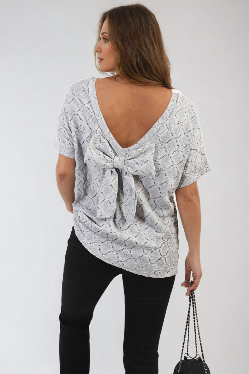 Bow Back Eyelet Top