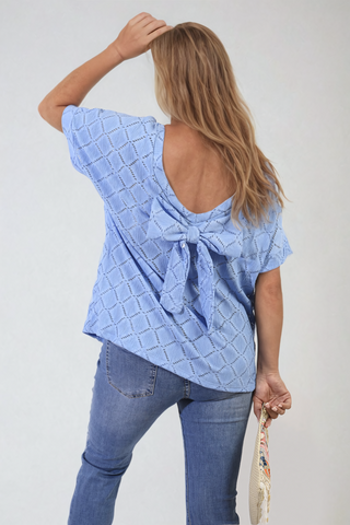 Bow Back Eyelet Top