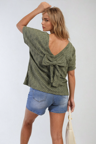 Bow Back Eyelet Top