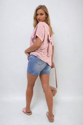 Bow Back Eyelet Top