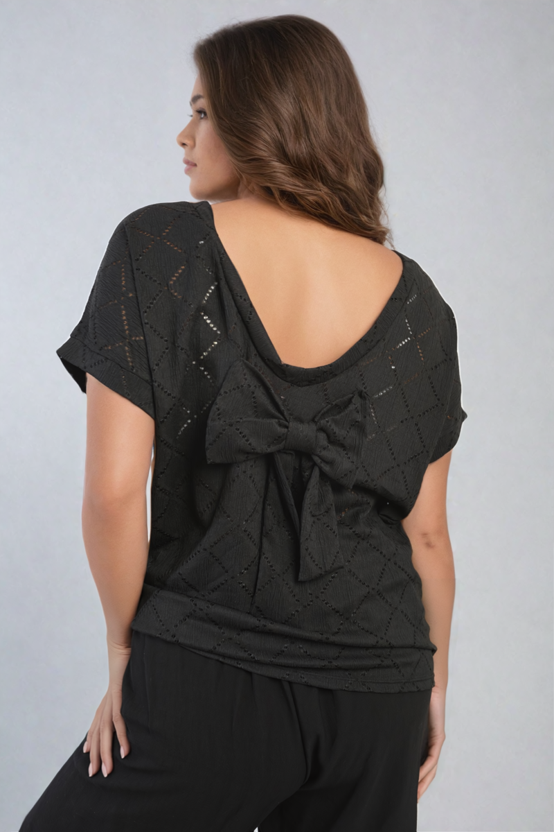 Bow Back Eyelet Top