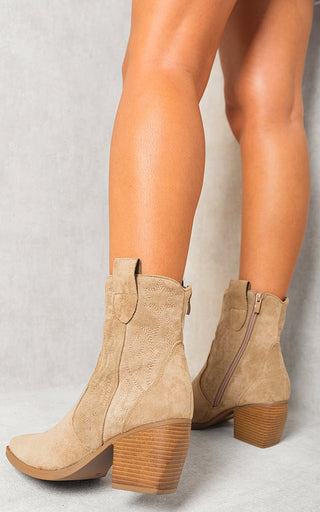 Suede Cowboy Ankle Length Boots