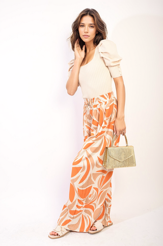 Floral Pattern Wide Leg Trousers