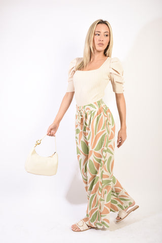 Floral Pattern Wide Leg Trousers