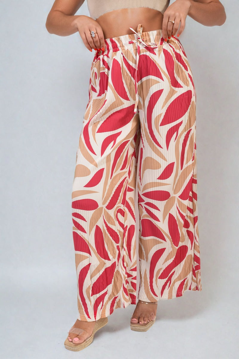 Floral Pattern Wide Leg Trousers