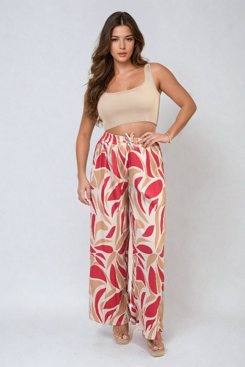 Floral Pattern Wide Leg Trousers