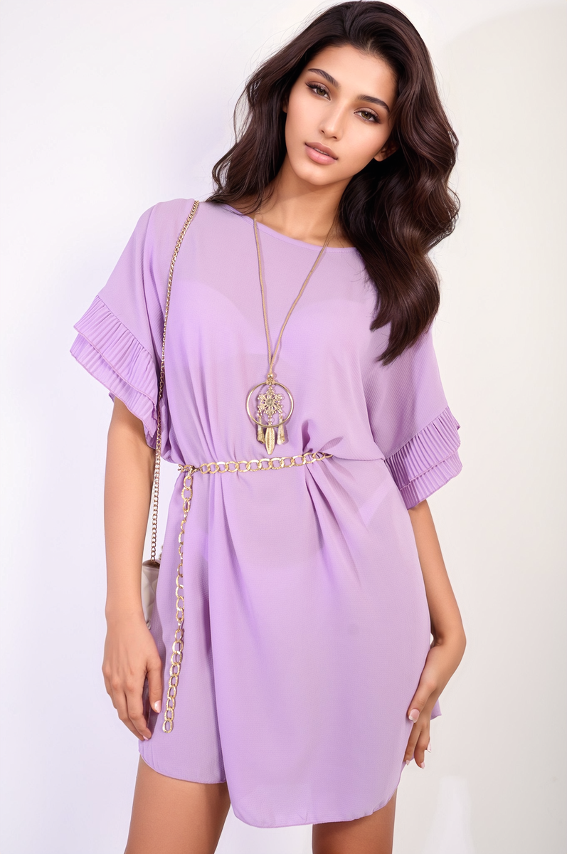 Ruffled Sleeve Mini Dress