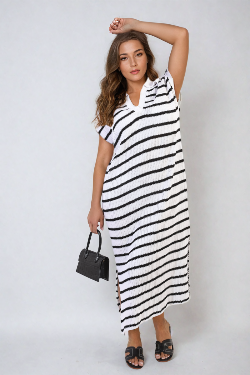 v neck midi dress