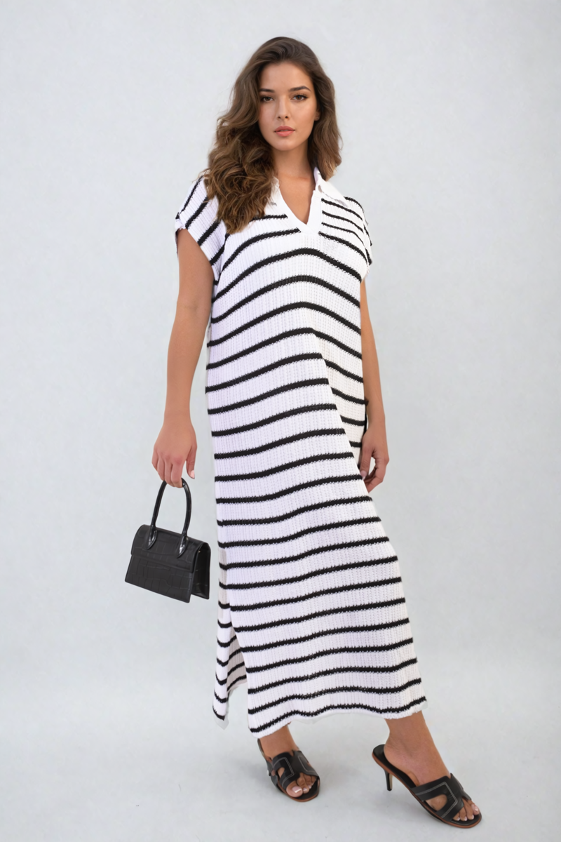 v neck midi dress