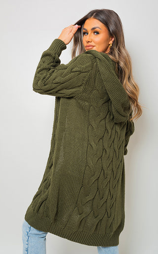 Knitted Oversized Longline Hooded Cardigan