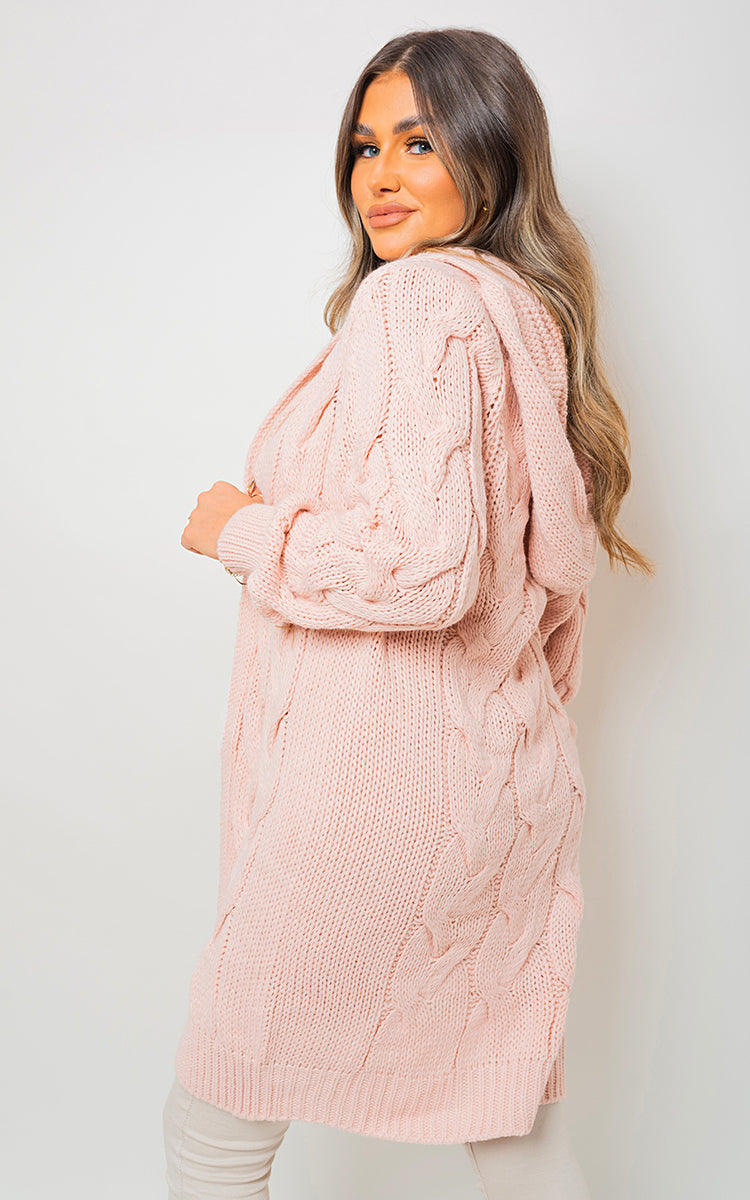 Knitted Oversized Longline Hooded Cardigan