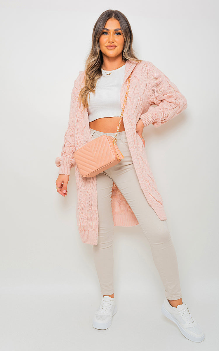 Knitted Oversized Longline Hooded Cardigan