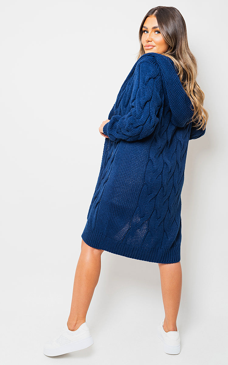 Knitted Oversized Longline Hooded Cardigan