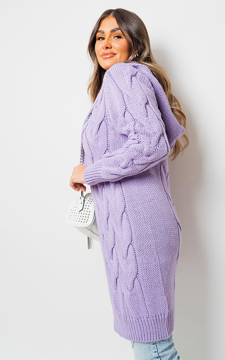 Knitted Oversized Longline Hooded Cardigan