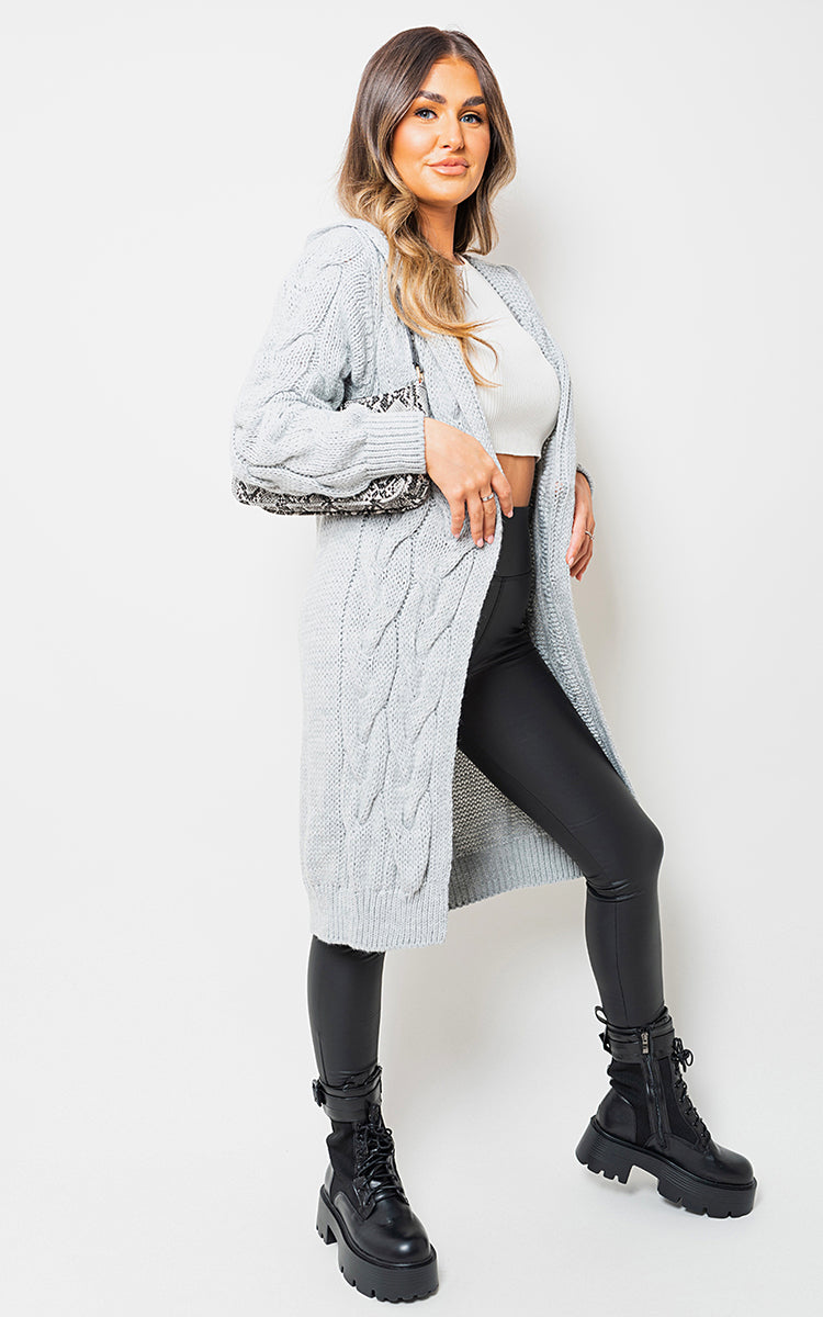 Knitted Oversized Longline Hooded Cardigan