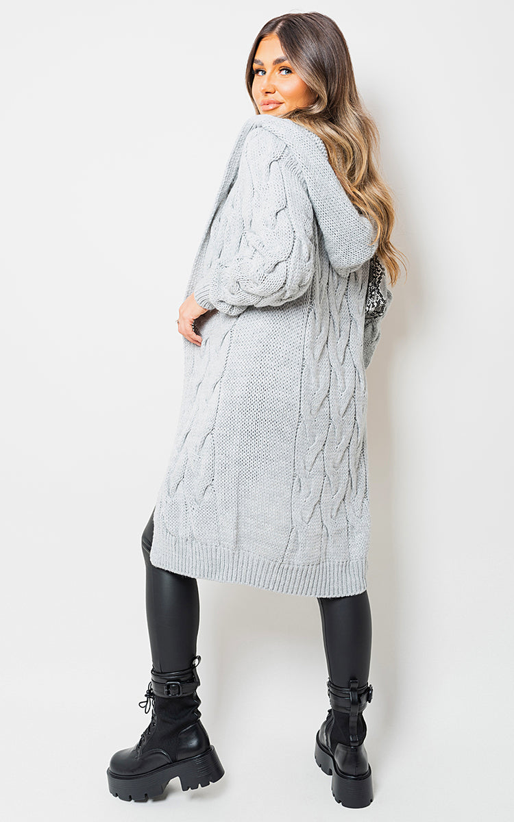 Knitted Oversized Longline Hooded Cardigan