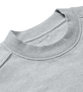 Close-up of grey Picante Oversized Sweatshirt neckline with ribbed collar and drop-shoulder seam details